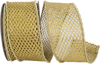 Gold 2-1/2 Inch Metallic Chain Link Net Wired Edge Ribbon