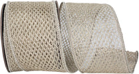 Platinum Antique Metallic Chain Link Net Ribbon 4 Inch