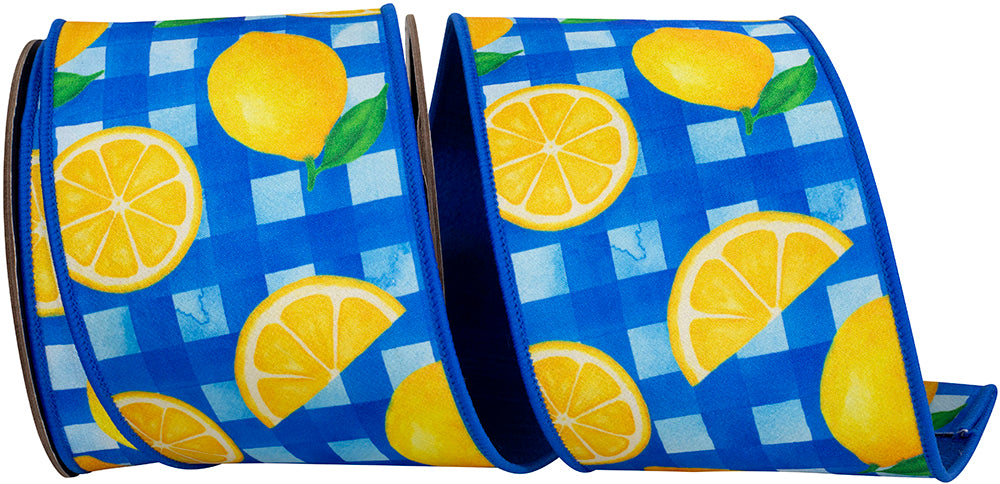 Lemon Picnic Royale 4 Inch Wired Edge Ribbon Royal Yellow