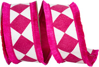 Fuchsia 2-1 2 Inch Grand Diamond Fringed Edge Fused Dupioni Backed Wired Edge Ribbon for Wreaths & Bows