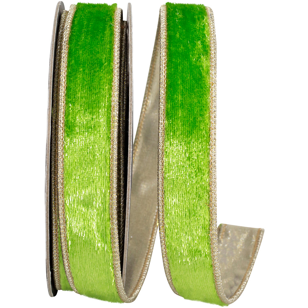 Lime Velvet Touch 1 Inch Wired Edge Ribbon for Bows