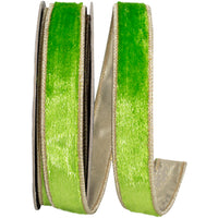 Lime Velvet Touch 1 Inch Wired Edge Ribbon for Bows