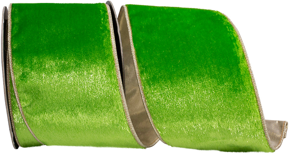 Lime Velvet Touch 4 Inch Wired Edge Ribbon for Wreaths