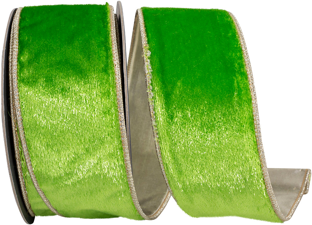 Lime Velvet Touch 2-1/2 Inch Wired Edge Ribbon for Bows