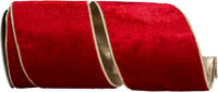 Scarlet Gold 4 Inch Wired Edge Tinsel Velvet Ribbon