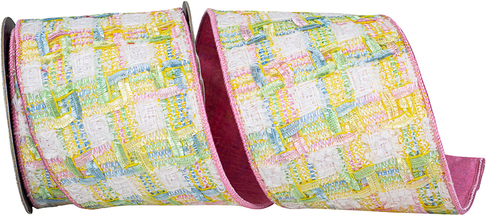 4 Inch Multi Chenille Checked Textured Ribbon for Bows