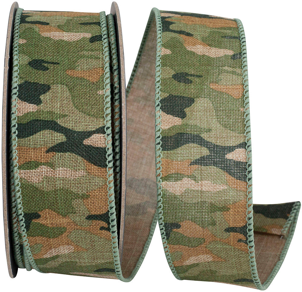 Multi 1-1 2 Inch Camouflage Classic Wired Edge Ribbon for Wreaths & Bows