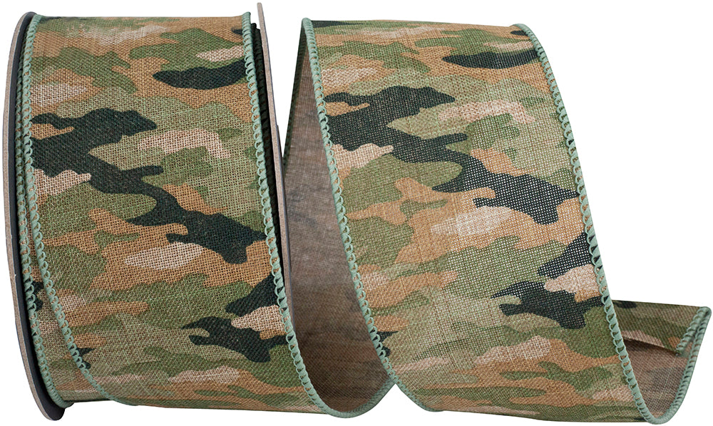 Multi 2-1 2 Inch Camouflage Classic Wired Edge Ribbon for Wreaths & Bows