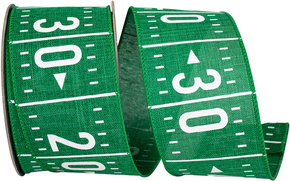 Green 2-1 2 Inch Green Football Field Wired Edge Ribbon for Wreaths & Bows