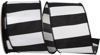 Black White 2-1 2 Inch Black And White Railroad Stripe Wide Wired Edge Ribbon for Wreaths & Bows