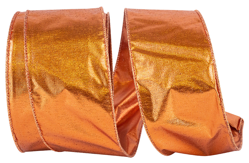 Copper Glitz Wired Edge Ribbon 2-1/2 Inch 25 Yards