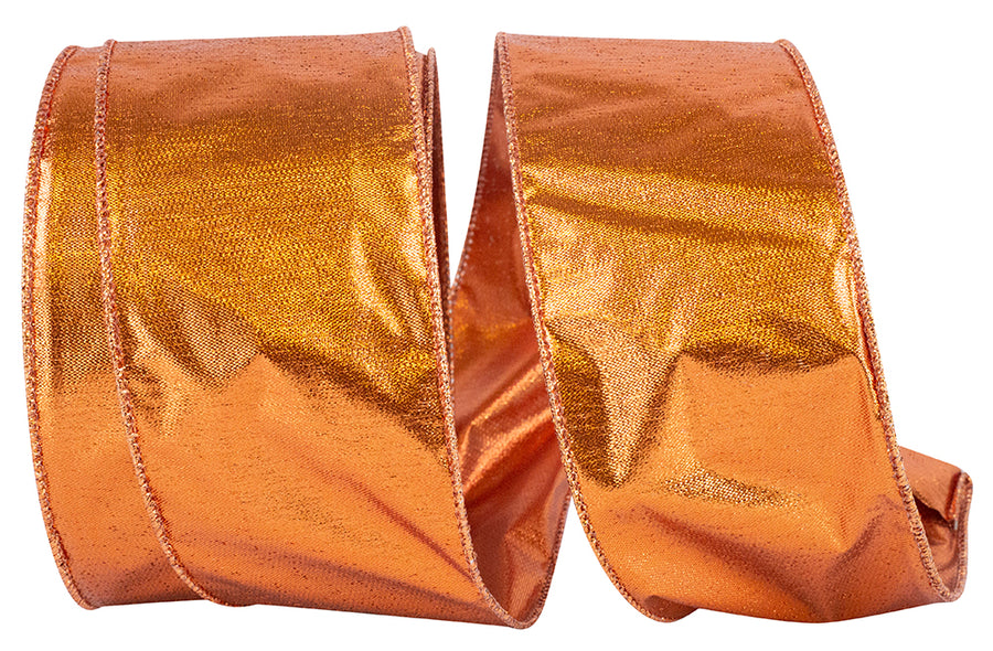 Copper Glitz Wired Edge Ribbon 2-1/2 Inch 25Yds