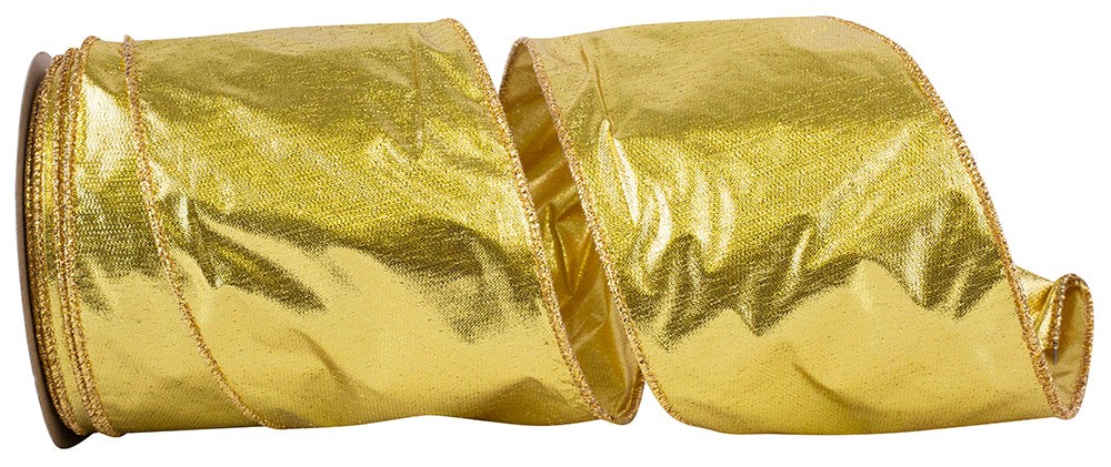Gold Shimmer Wired Edge Ribbon 4 Inch for Wreaths and Bows