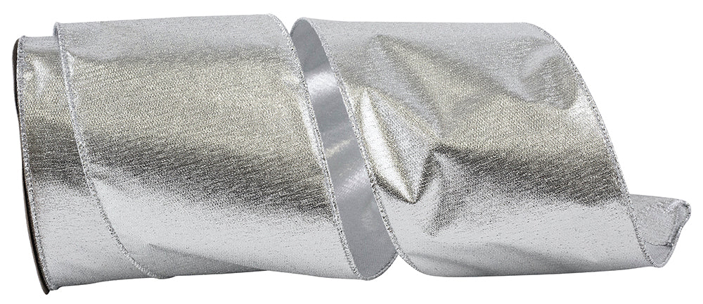 Silver 4 Inch Wired Edge Ribbon for Wreaths and Bows