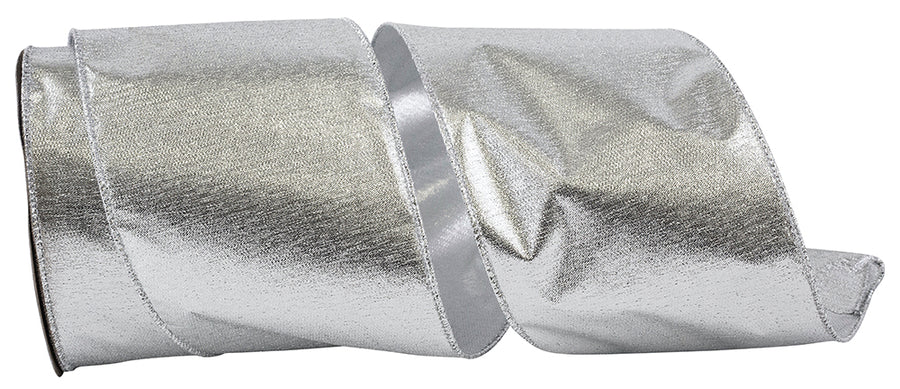 Silver 4 Inch Wired Edge Ribbon for Wreaths and Bows