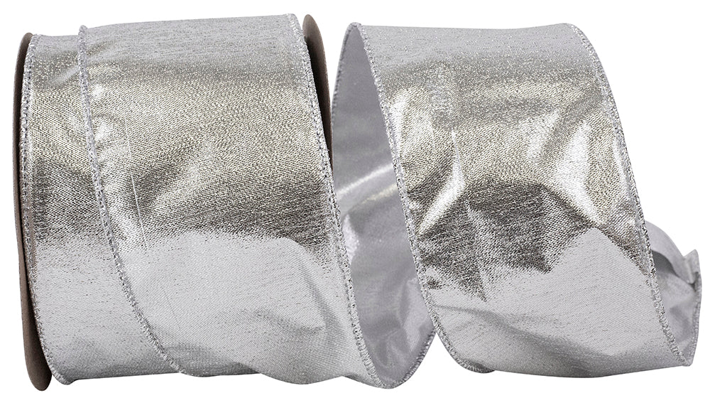 Silver Shimmer Wired Edge Ribbon 2-1/2 Inch for Bows