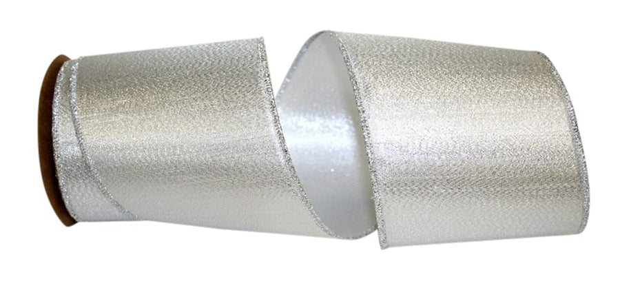 Silver 4 Inch Wired Edge Metallic Texture Ribbon for Bows