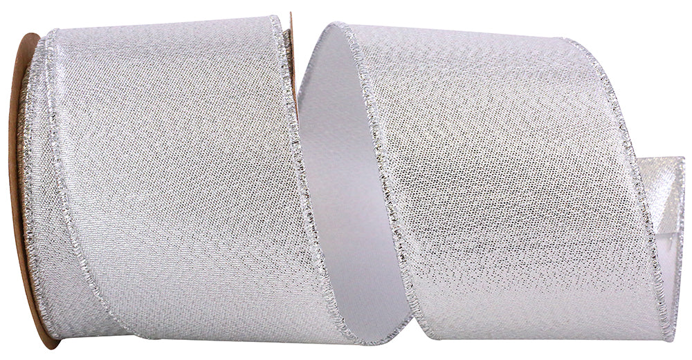 Silver Wired Edge Ribbon 2-1/2 Inch Metallic Texture Shine