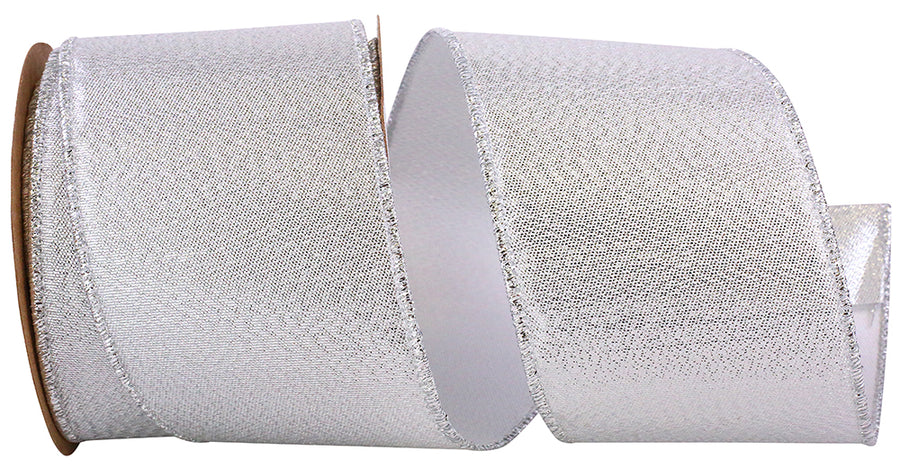 Silver Wired Edge Ribbon 2-1/2 Inch Metallic Texture Shine