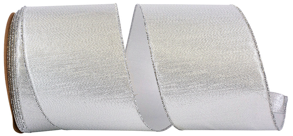 Silver 4 Inch Wired Edge Metallic Texture Ribbon for Bows