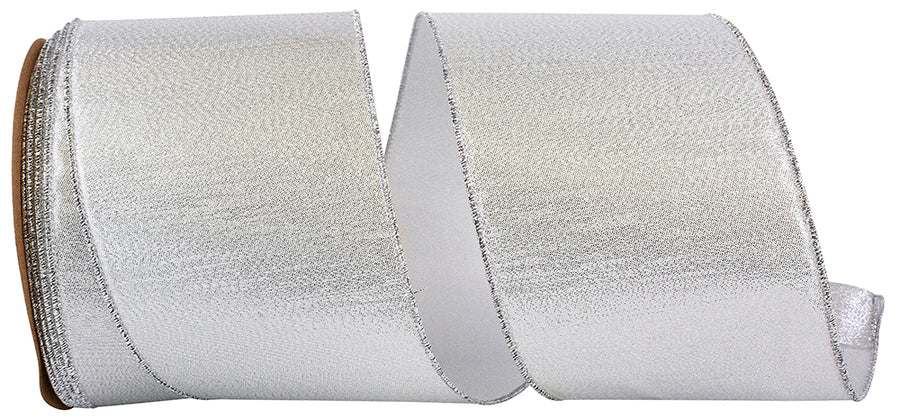 Silver 4 Inch Wired Edge Metallic Texture Ribbon for Bows