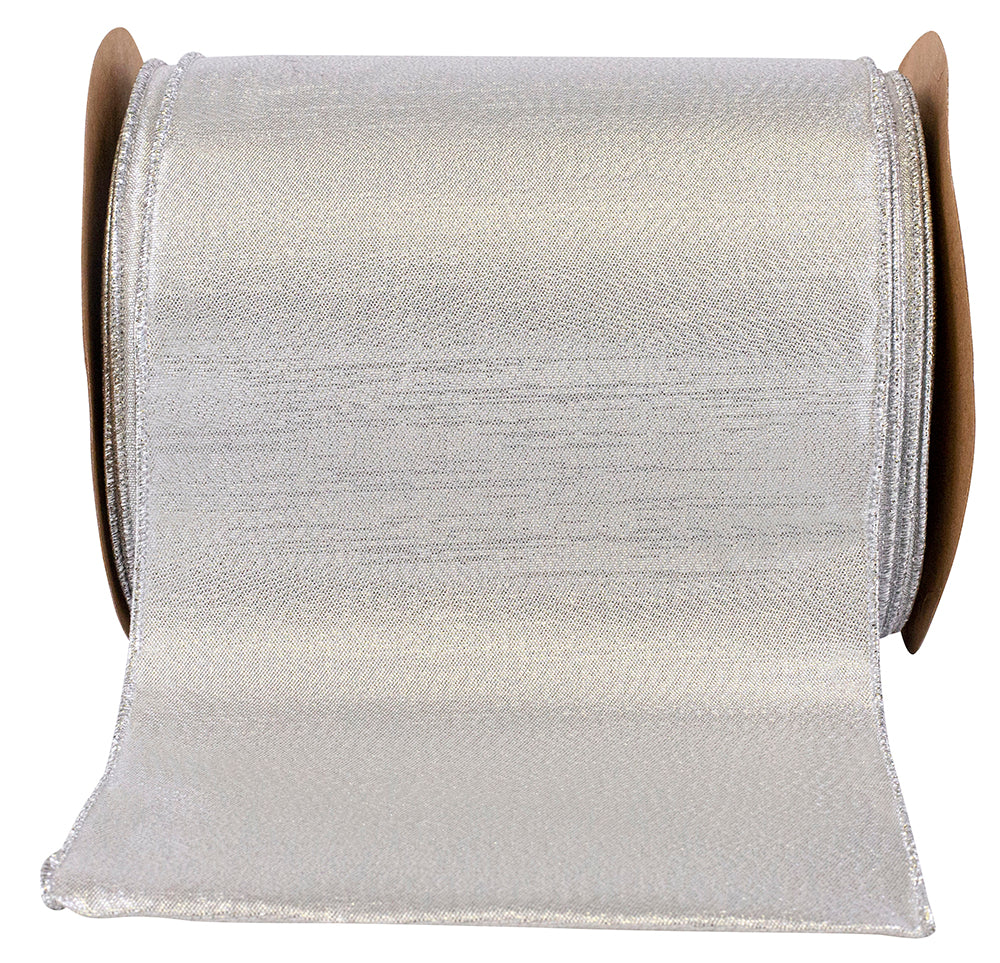 Silver Metallic Texture Shine Wired Edge Ribbon 6 Inch