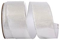 Silver Metallic Texture Shine Wired Edge Ribbon 2-1/2 Inch