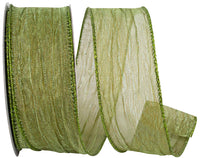 Moss Crushed Mesh Elegance Wired Edge Ribbon 1-1/2 Inch