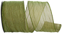 Moss Crushed Mesh Elegance Wired Edge Ribbon 2-1/2 Inch