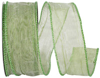 Green 1-1/2 Inch Crushed Mesh Wired Edge Ribbon