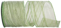 Green 4 Inch Wired Edge Crushed Mesh Ribbon for Bows
