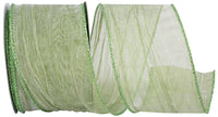 Green 2-1/2 Inch Crushed Mesh Wired Edge Ribbon