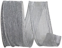 Silver Crushed Mesh Wired Edge Ribbon 1-1/2 Inch for Bows