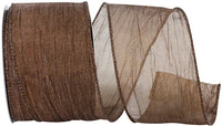 Chocolate Crushed Mesh Wired Edge Ribbon 2-1/2 Inch for Bows