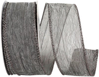 Pewter Crushed Mesh Elegance Wired Edge Ribbon 1-1/2 Inch