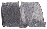 Pewter Crushed Mesh Wired Edge Ribbon 4 Inch for Bows