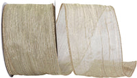Champagne 4 Inch Wired Edge Crushed Mesh Ribbon