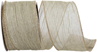 Champagne Crushed Mesh Wired Edge Ribbon 2-1/2 Inch