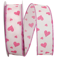 1-1 2 Inch Glitz Heart Wired Edge Ribbon for Wreaths & Bows