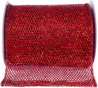 Red Glitter Wired Edge Ribbon 6 Inch for Wreaths and Bows
