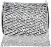 Silver Glitter Wired Edge Ribbon 6 Inch for Wreaths