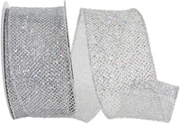Silver Glitter Wired Edge Ribbon 2-1/2 Inch for Wreaths