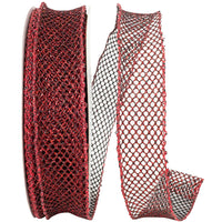 Scarlet Glitter Wired Edge Ribbon 1-1/2 Inch for Bows