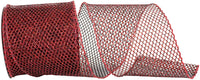 Scarlet 4 Inch Glitter Wired Edge Ribbon for Wreaths