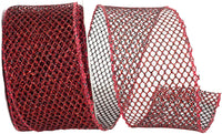 Scarlet Glitter Wired Edge Ribbon 2-1/2 Inch for Bows