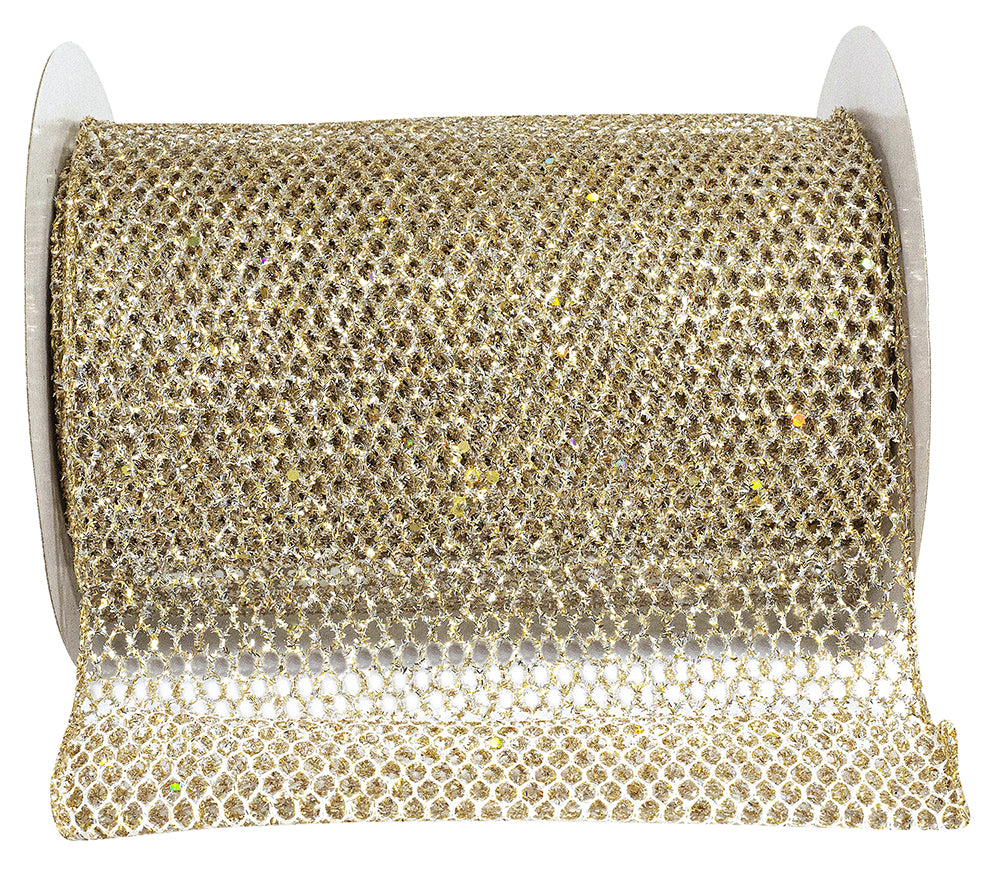 Gold Silver Wired Edge Glitter Ribbon 6 Inch for Bows