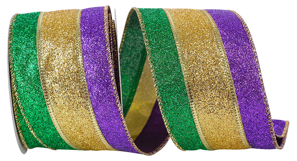 Mardi Gras Glitz Wired Edge Ribbon Multi 2-1/2 Inch
