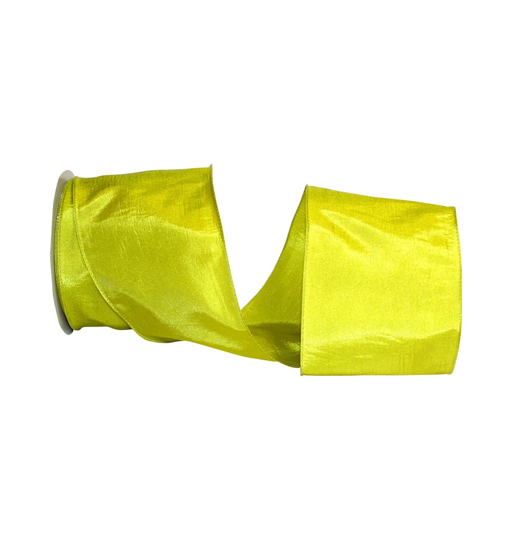 Chartreuse 4 Inch Katy May Elegance Wired Edge Ribbon for Wreaths & Bows