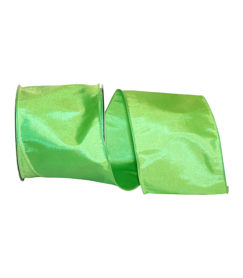 Lime 4 Inch Katy May Elegance Wired Edge Ribbon for Wreaths & Bows