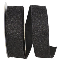 Black Glitter Metallic Wired Edge Ribbon 1-1/2 Inch 25Yds